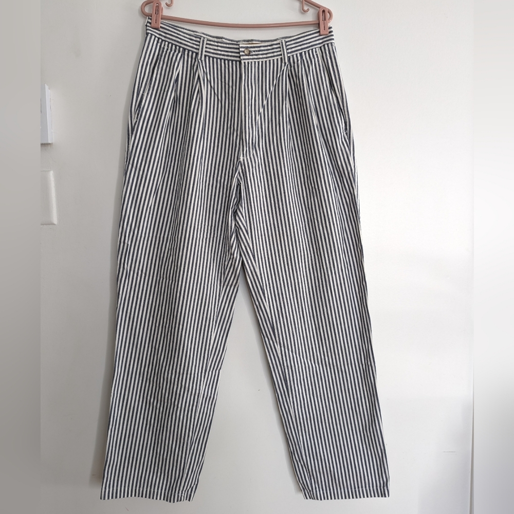 Blue and White Striped Pants